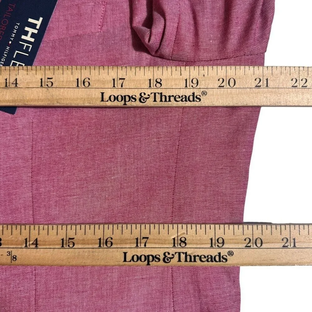 TOMMY HILFIGER Mens Blazer 40R Sport Coat 2 Button Suit Jacket Pink Cotton